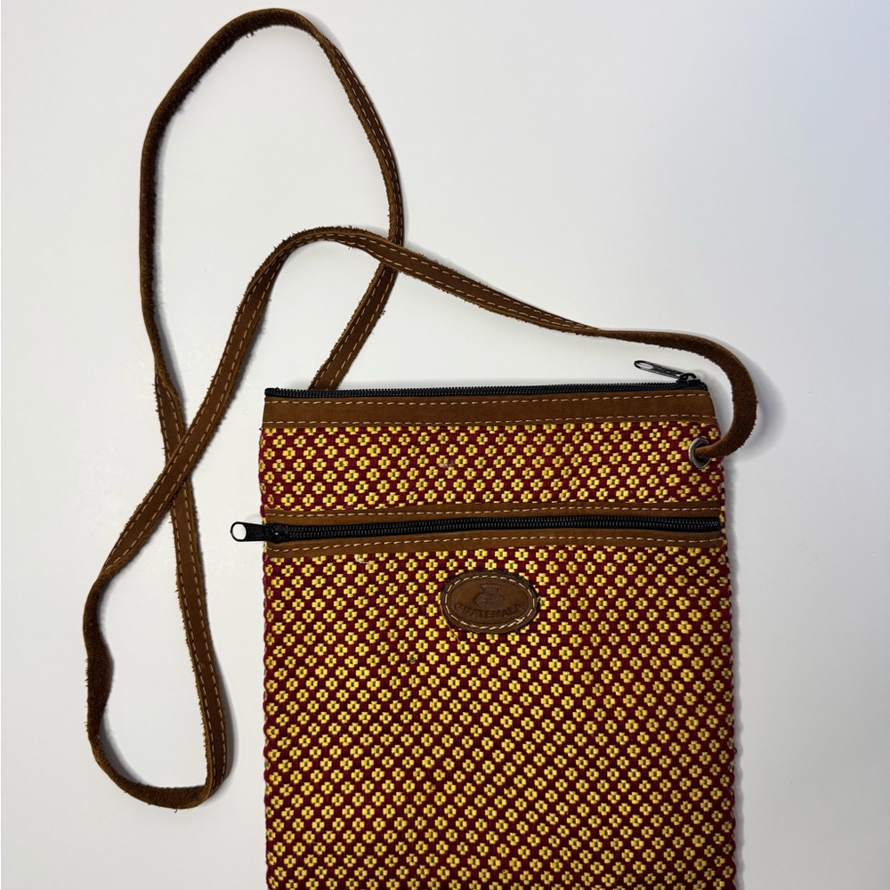 Brown and Mustard Patterned Crossbody Bag - Unbranded